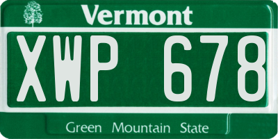 VT license plate XWP678