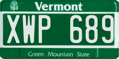 VT license plate XWP689