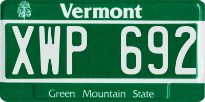 VT license plate XWP692