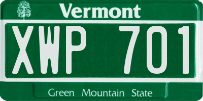 VT license plate XWP701