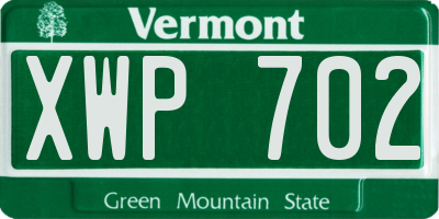 VT license plate XWP702