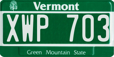 VT license plate XWP703