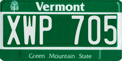 VT license plate XWP705
