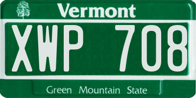 VT license plate XWP708