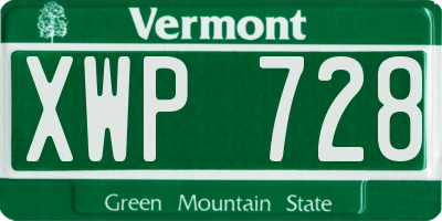 VT license plate XWP728