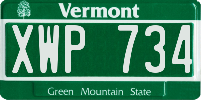 VT license plate XWP734