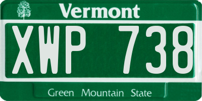 VT license plate XWP738