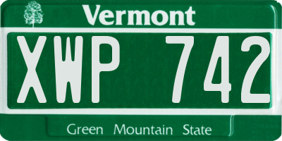 VT license plate XWP742