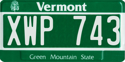 VT license plate XWP743