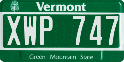 VT license plate XWP747