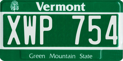 VT license plate XWP754