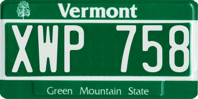 VT license plate XWP758