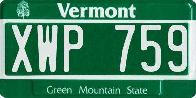 VT license plate XWP759