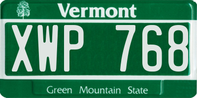 VT license plate XWP768