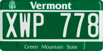 VT license plate XWP778
