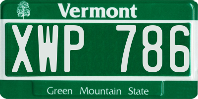 VT license plate XWP786