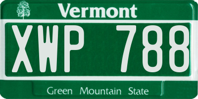 VT license plate XWP788