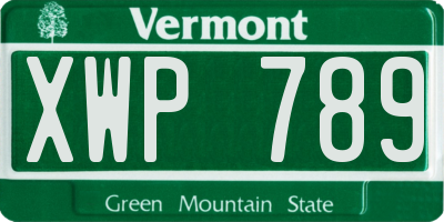 VT license plate XWP789