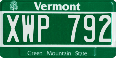 VT license plate XWP792