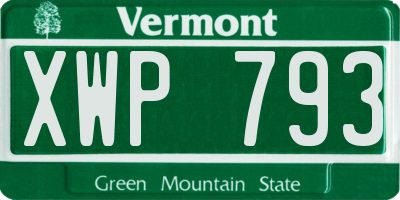 VT license plate XWP793