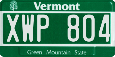 VT license plate XWP804