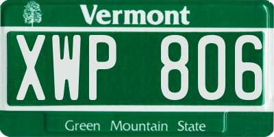 VT license plate XWP806