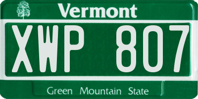 VT license plate XWP807