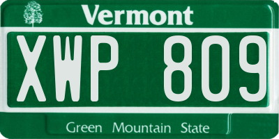 VT license plate XWP809