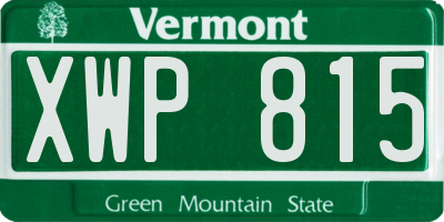 VT license plate XWP815