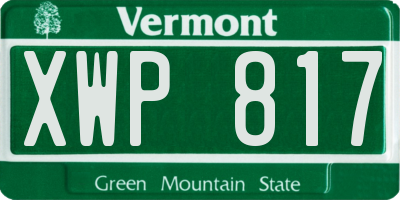 VT license plate XWP817