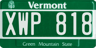 VT license plate XWP818