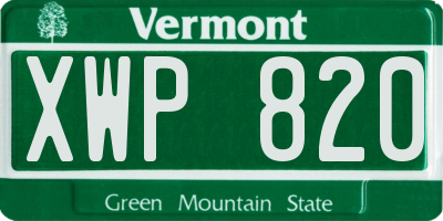 VT license plate XWP820