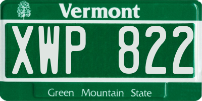 VT license plate XWP822