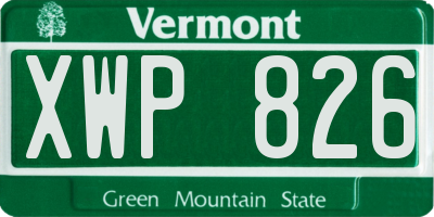 VT license plate XWP826