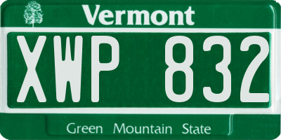 VT license plate XWP832