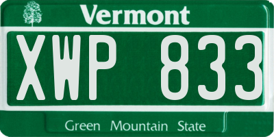 VT license plate XWP833