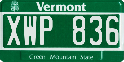 VT license plate XWP836