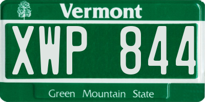 VT license plate XWP844