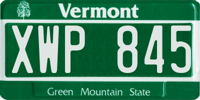 VT license plate XWP845