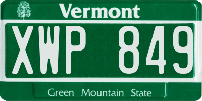 VT license plate XWP849