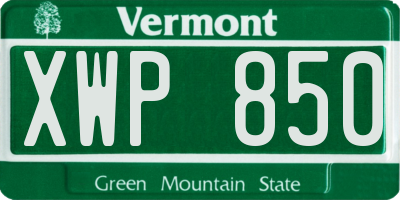 VT license plate XWP850