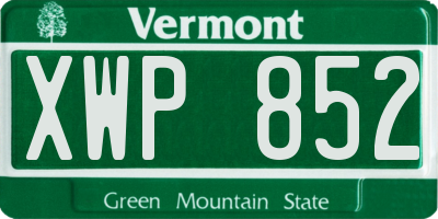VT license plate XWP852