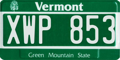 VT license plate XWP853
