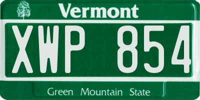 VT license plate XWP854
