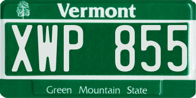 VT license plate XWP855