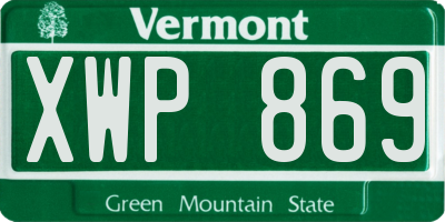 VT license plate XWP869