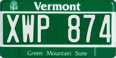 VT license plate XWP874