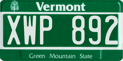 VT license plate XWP892