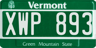 VT license plate XWP893
