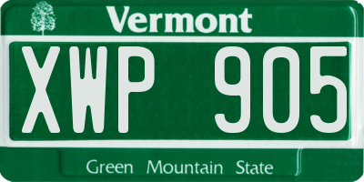 VT license plate XWP905